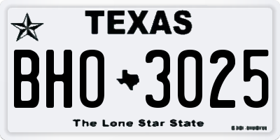 TX license plate BHO3025