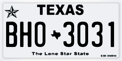TX license plate BHO3031