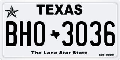 TX license plate BHO3036