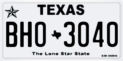 TX license plate BHO3040