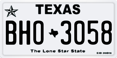 TX license plate BHO3058