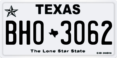 TX license plate BHO3062