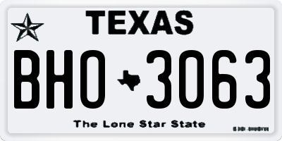 TX license plate BHO3063