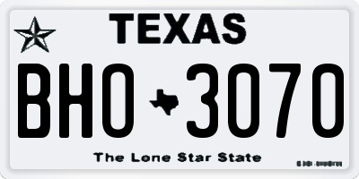 TX license plate BHO3070