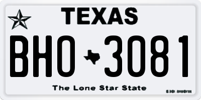TX license plate BHO3081