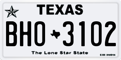 TX license plate BHO3102