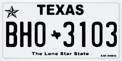 TX license plate BHO3103