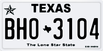 TX license plate BHO3104