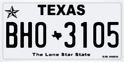 TX license plate BHO3105