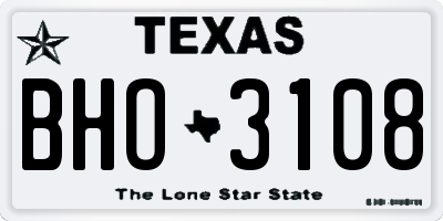 TX license plate BHO3108