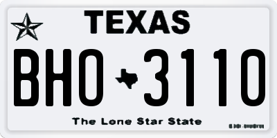 TX license plate BHO3110