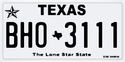 TX license plate BHO3111