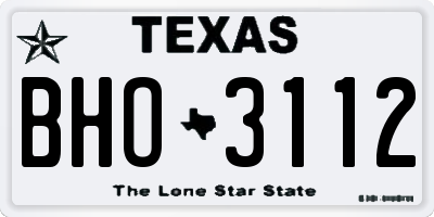 TX license plate BHO3112