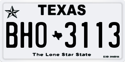 TX license plate BHO3113