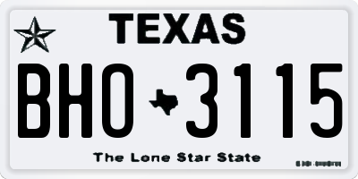 TX license plate BHO3115
