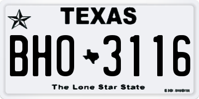 TX license plate BHO3116