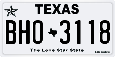 TX license plate BHO3118