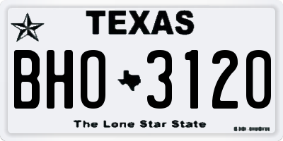 TX license plate BHO3120