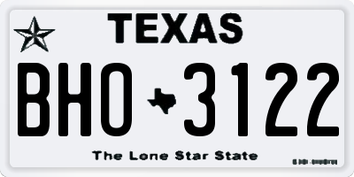 TX license plate BHO3122