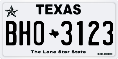 TX license plate BHO3123