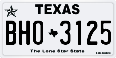 TX license plate BHO3125