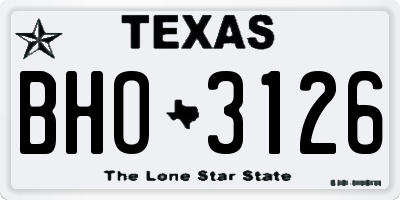 TX license plate BHO3126