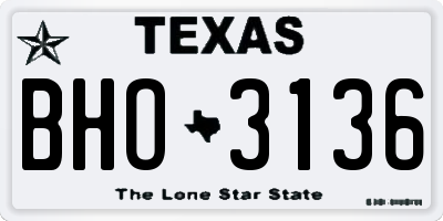 TX license plate BHO3136