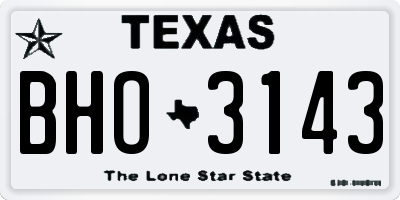 TX license plate BHO3143