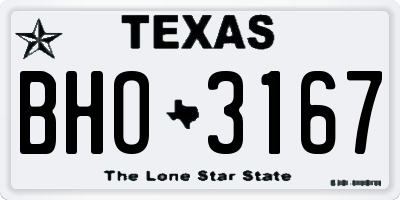 TX license plate BHO3167