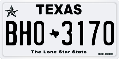 TX license plate BHO3170
