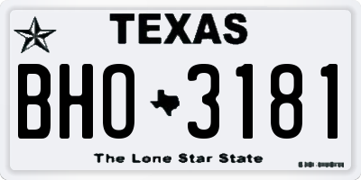 TX license plate BHO3181