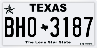 TX license plate BHO3187