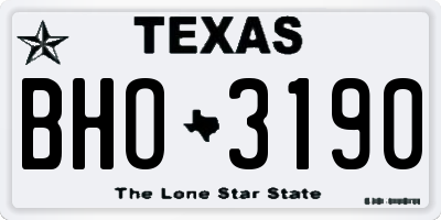 TX license plate BHO3190