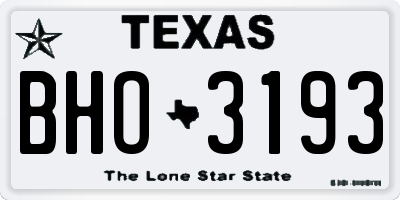 TX license plate BHO3193