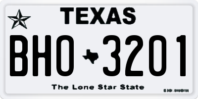 TX license plate BHO3201
