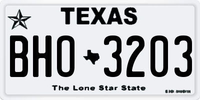 TX license plate BHO3203