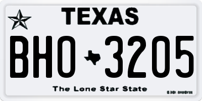 TX license plate BHO3205