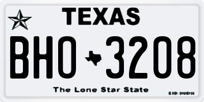 TX license plate BHO3208