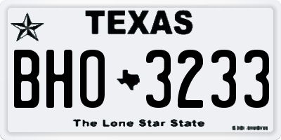 TX license plate BHO3233