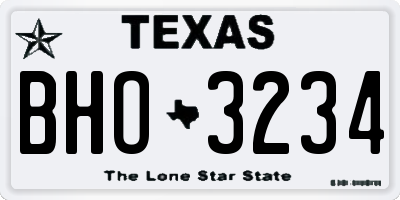 TX license plate BHO3234