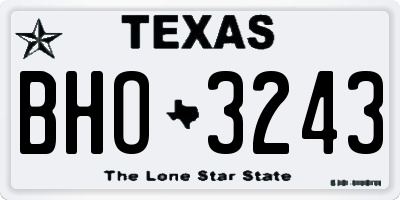 TX license plate BHO3243