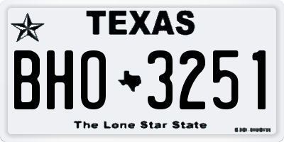 TX license plate BHO3251