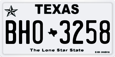 TX license plate BHO3258