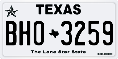 TX license plate BHO3259