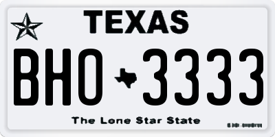 TX license plate BHO3333