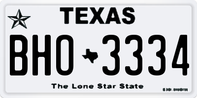 TX license plate BHO3334