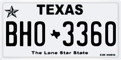 TX license plate BHO3360