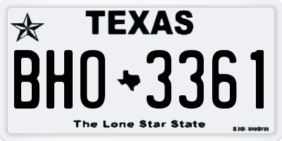 TX license plate BHO3361