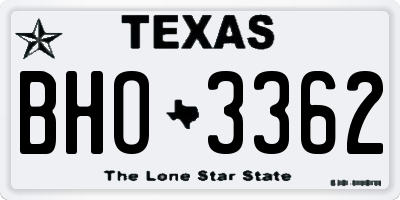 TX license plate BHO3362