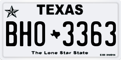 TX license plate BHO3363